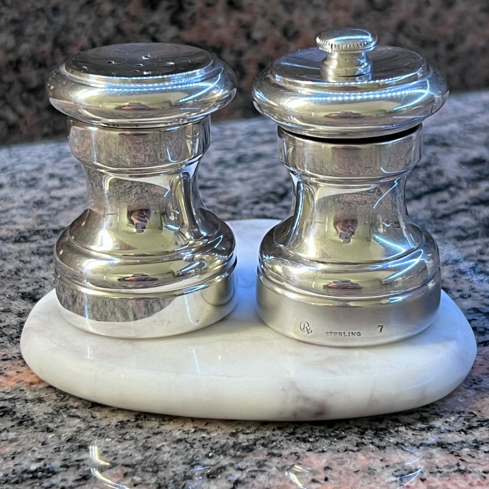 Antique Currier & Roby Sterling Silver Salt & Pepper Set | Italian Tre Spade